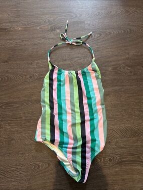 Taj by Sabrina Crippa Striped Halter One-Piece Swimsuit